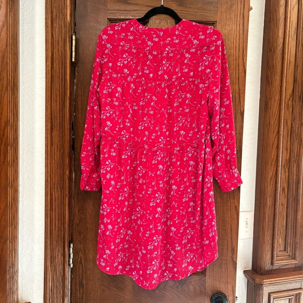 The Pioneer Woman Micro Ruffle Tiered Tunic S P2P 18-19” red w/blue floral boho - Picture 11 of 13